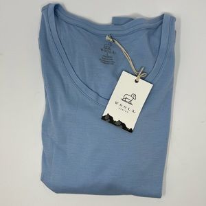 Woolx Aspen V Neck blue jay large NWT 100% merino wool.